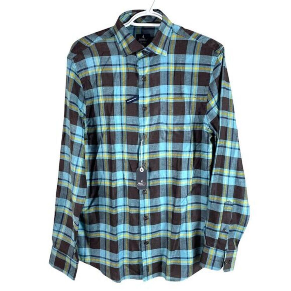 NEW Johnnie O Top Shelf Mens Caldwell Button Down Shirt Small Caicos Plaid $168